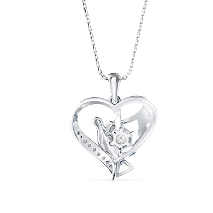 Duplet Heart Diamond Pendant-Silver
