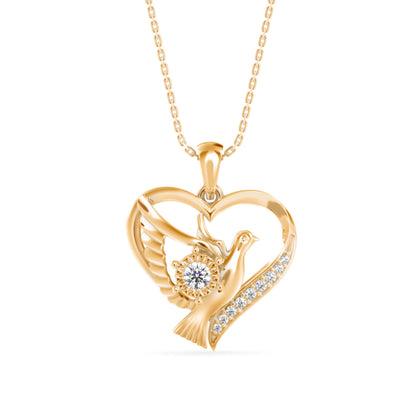 Duplet Heart Diamond Pendant-Golden
