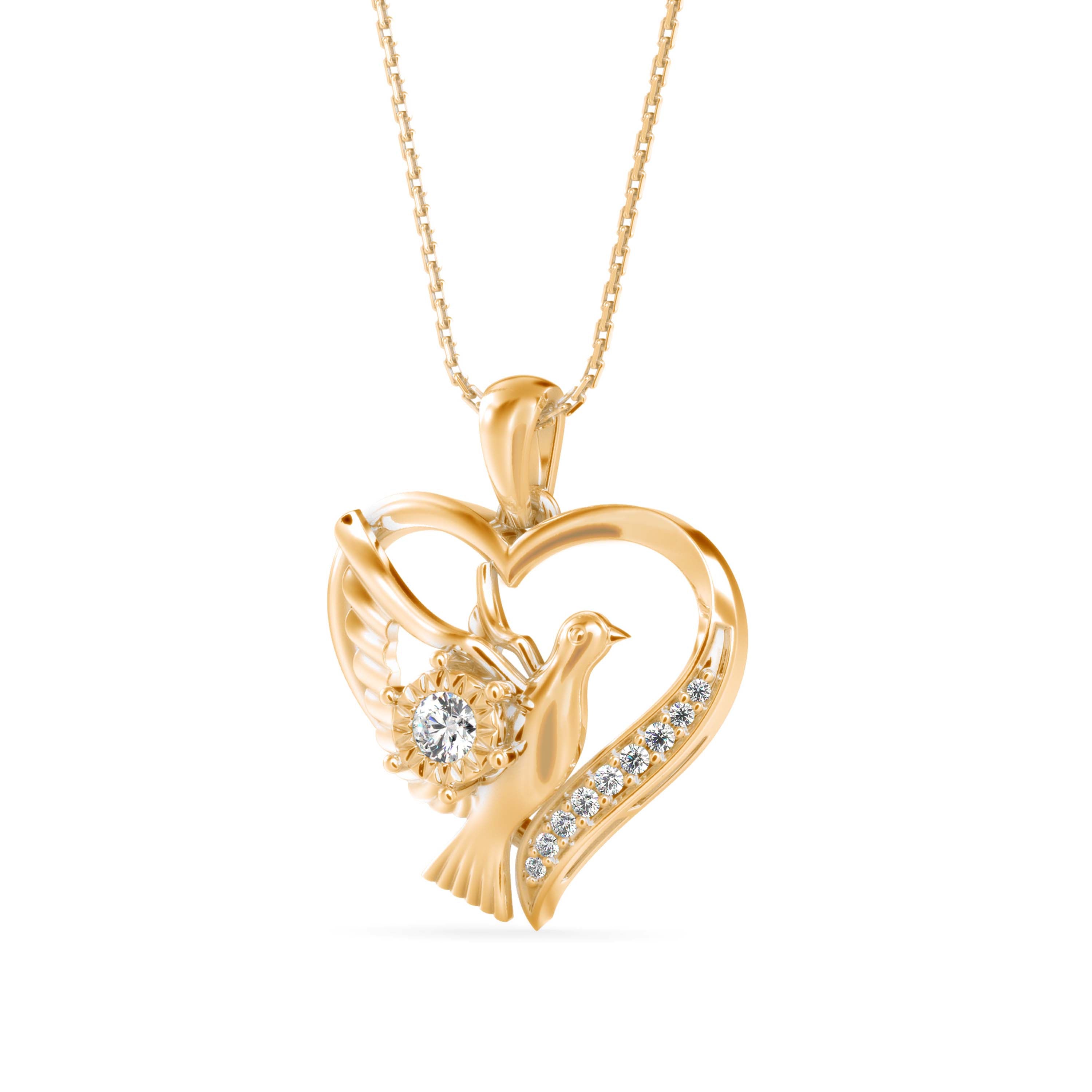 Duplet Heart Diamond Pendant-Golden
