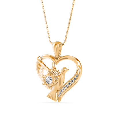 Duplet Heart Diamond Pendant-Golden
