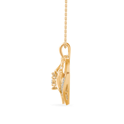 Duplet Heart Diamond Pendant-Golden