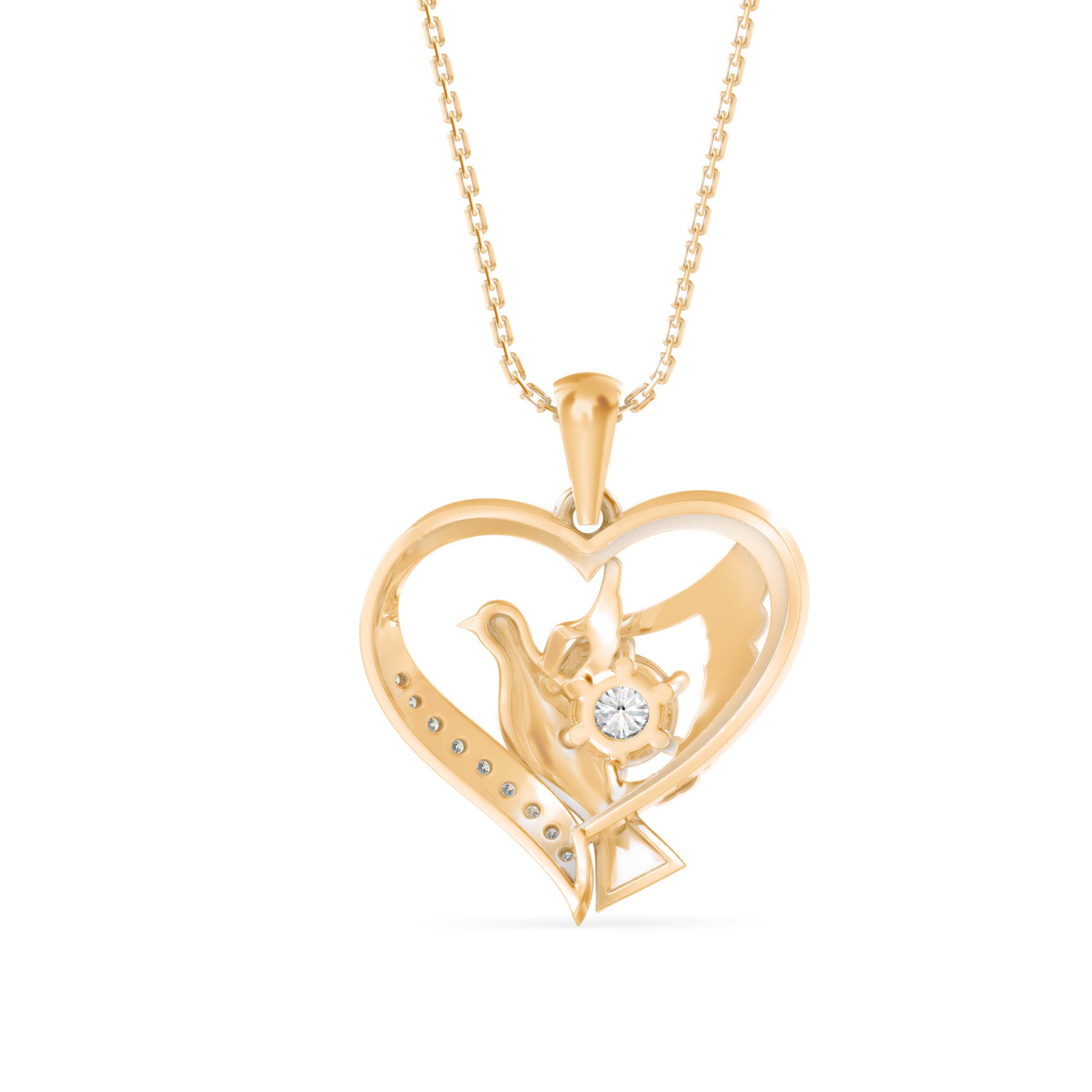 Duplet Heart Diamond Pendant-Golden