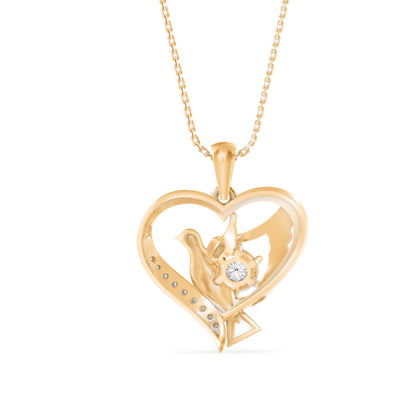 Duplet Heart Diamond Pendant-Golden