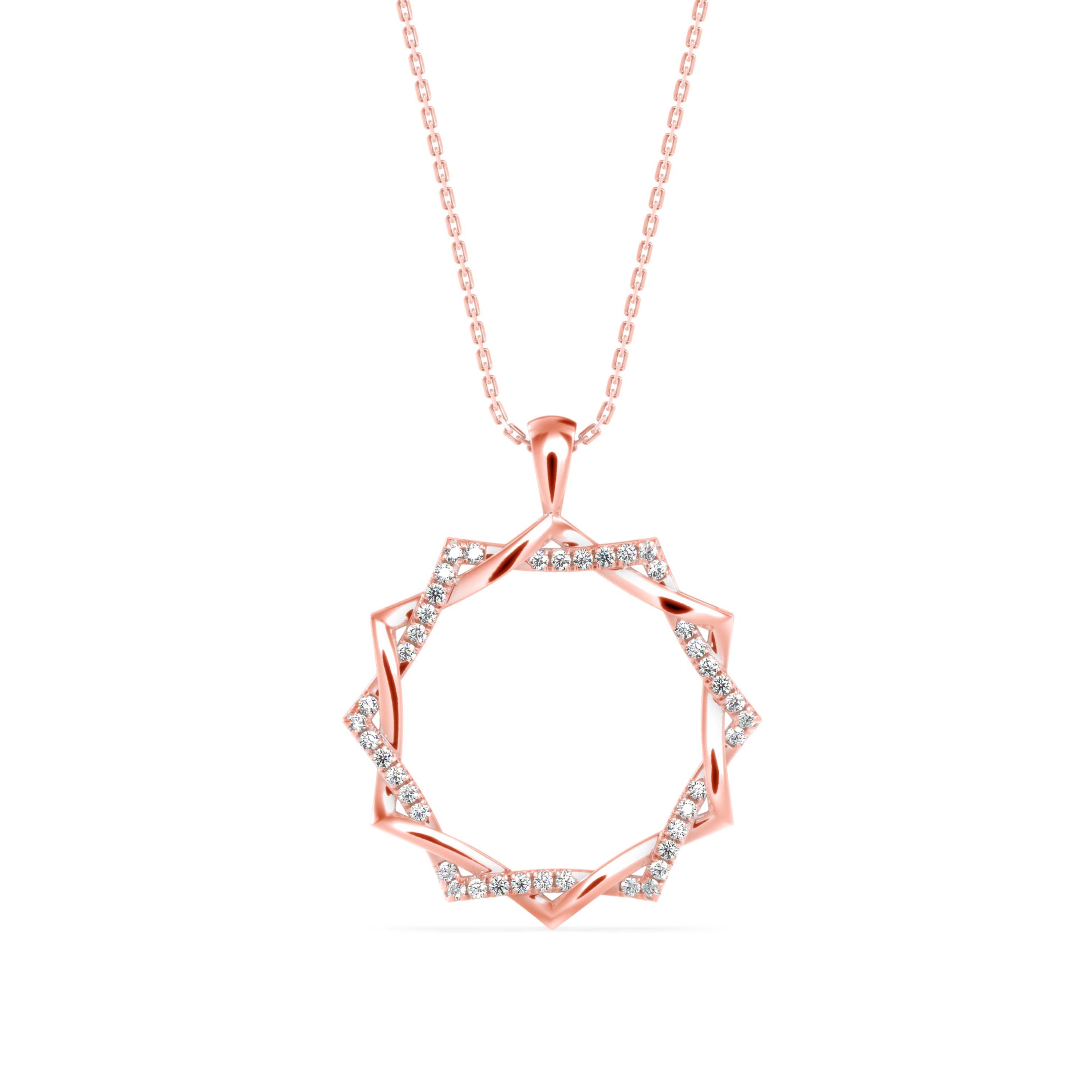 Acute Charm Diamond Pendant-Rose Gold