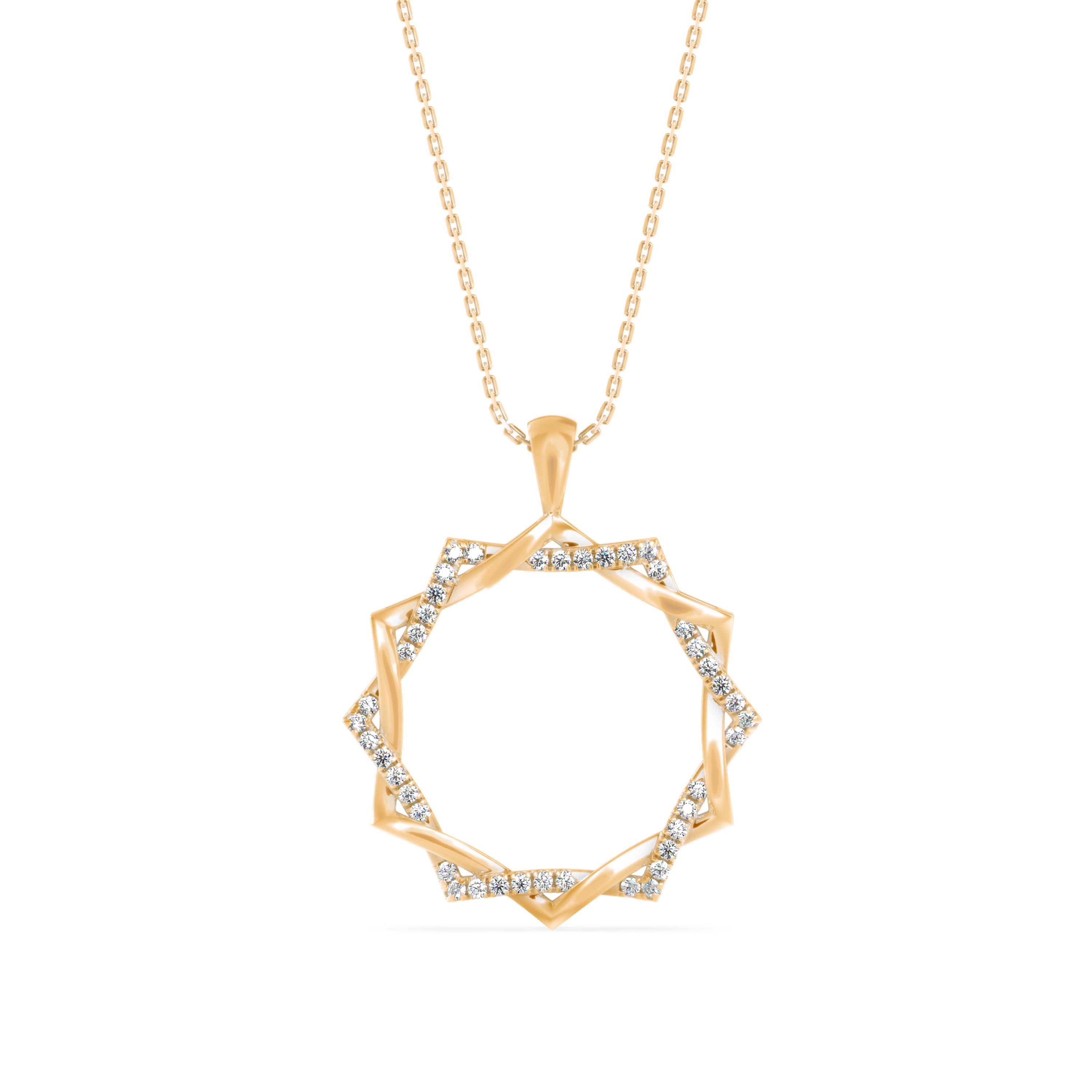 Acute Charm Diamond Pendant-Golden