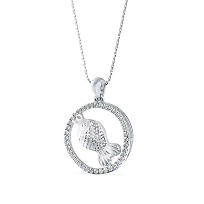 Squirtle Diamond Charm Pendant-Silver
