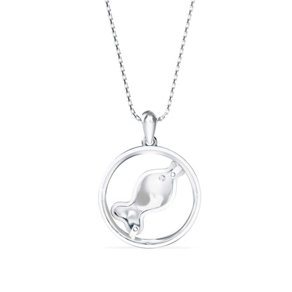 Squirtle Diamond Charm Pendant-Silver