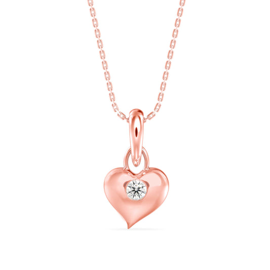 Heart Diamond Charm Pendant-Rose Gold