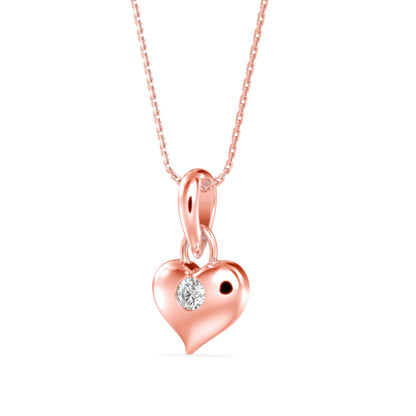 Heart Diamond Charm Pendant-Rose Gold