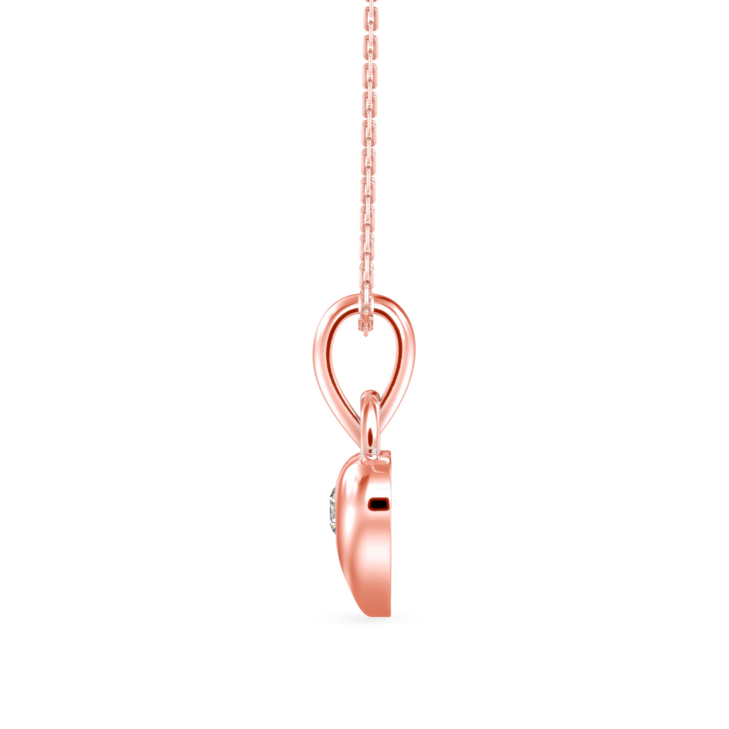 Heart Diamond Charm Pendant-Rose Gold