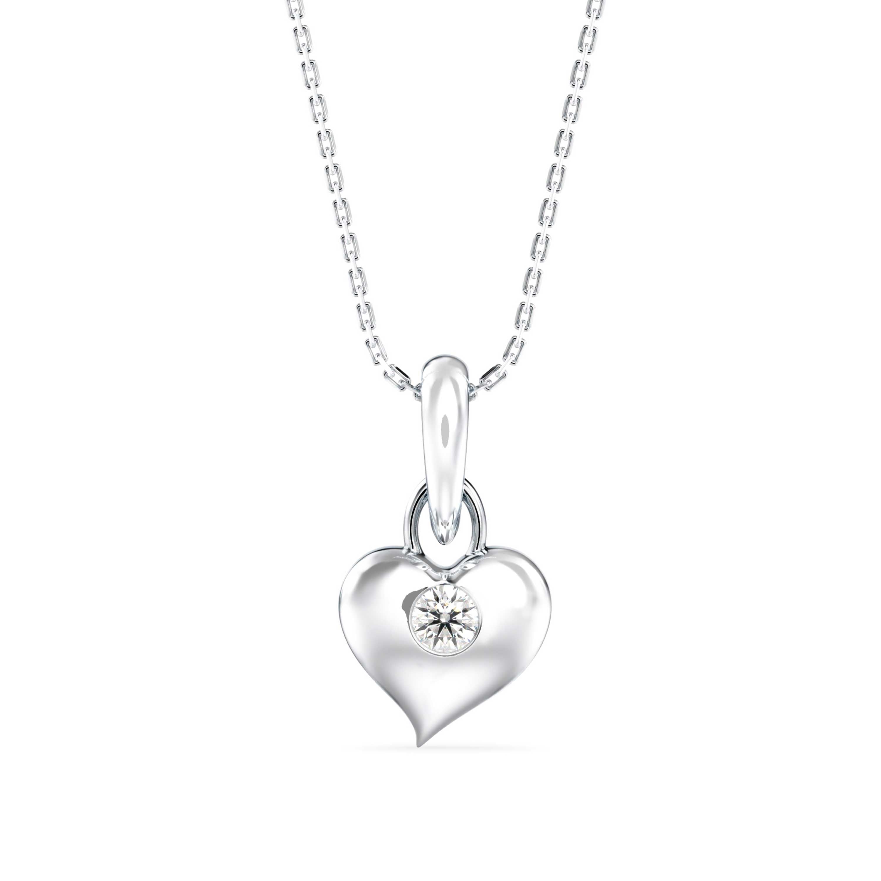 Heart Diamond Charm Pendant-Silver