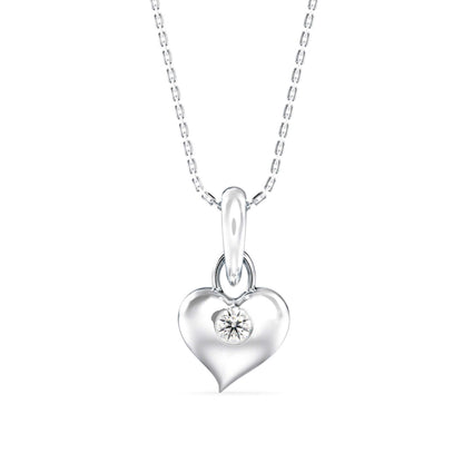 Heart Diamond Charm Pendant-Silver