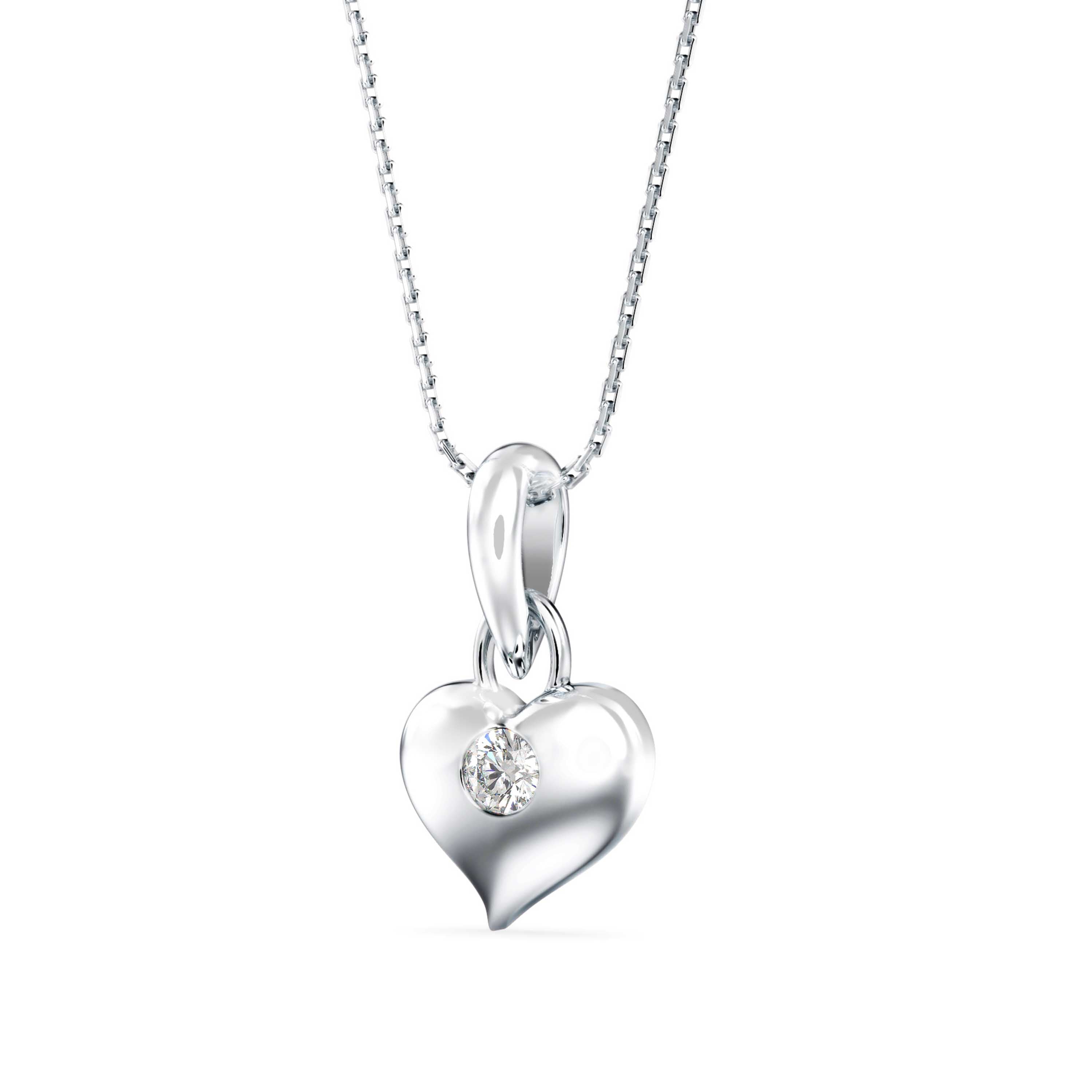 Heart Diamond Charm Pendant-Silver