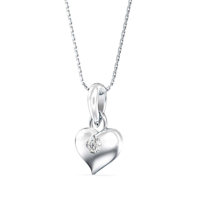 Heart Diamond Charm Pendant-Silver