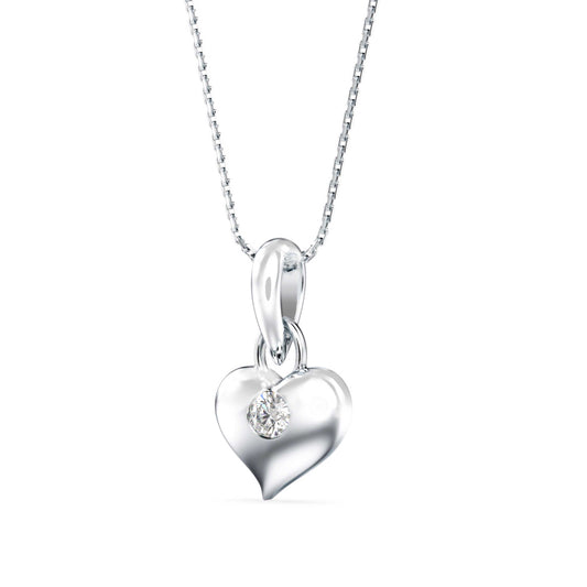 Heart Diamond Charm Pendant-Silver