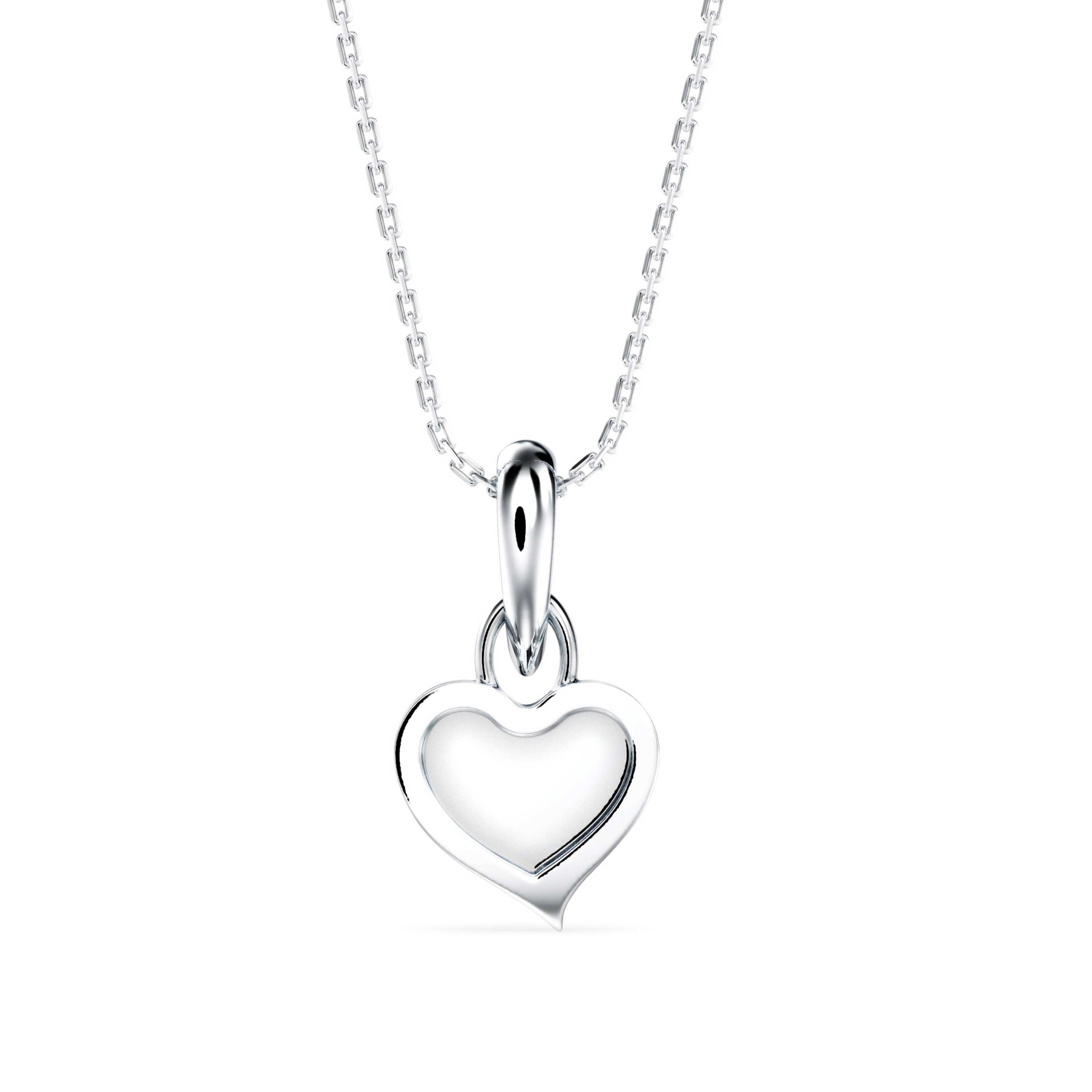 Heart Diamond Charm Pendant-Silver
