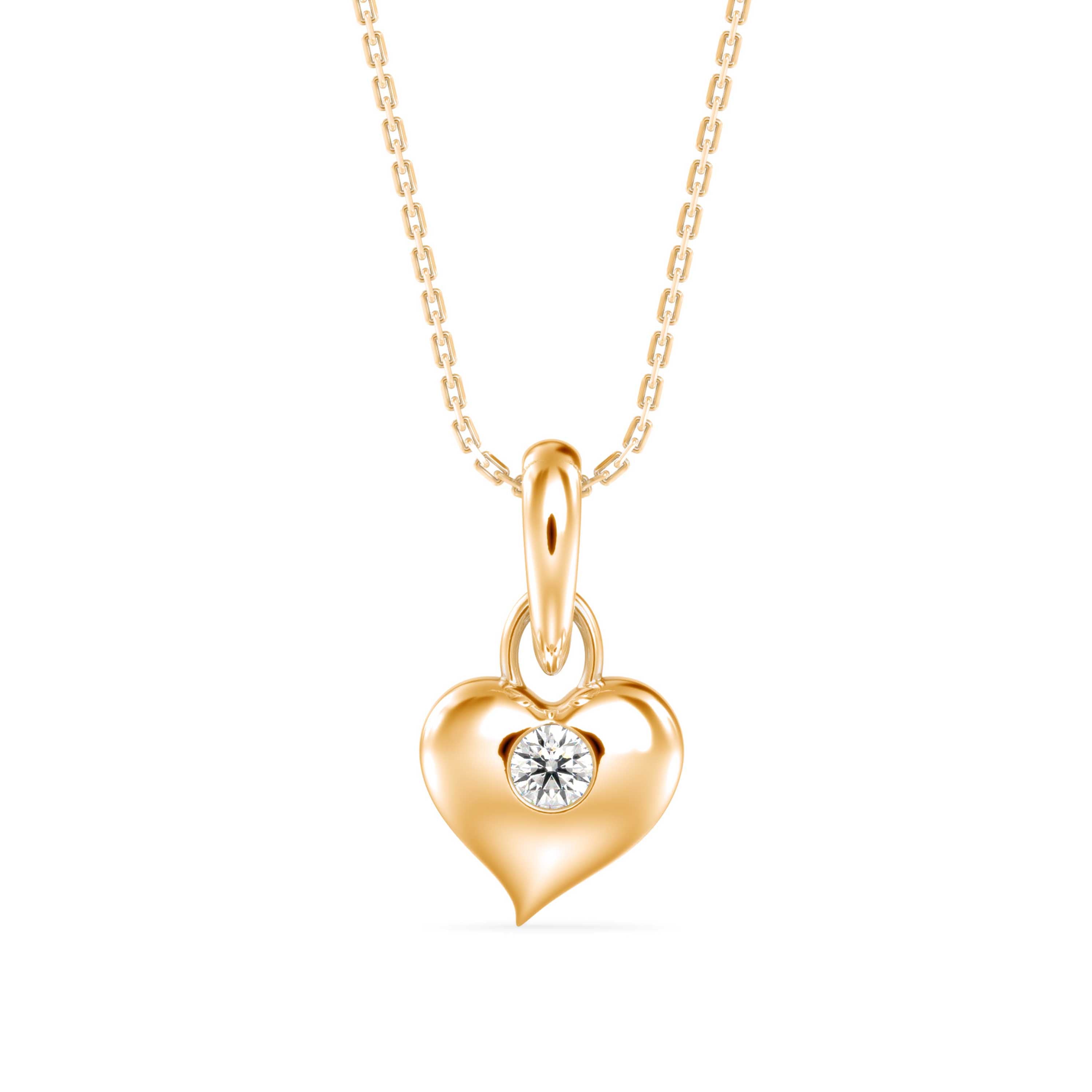 Heart Diamond Charm Pendant- Golden