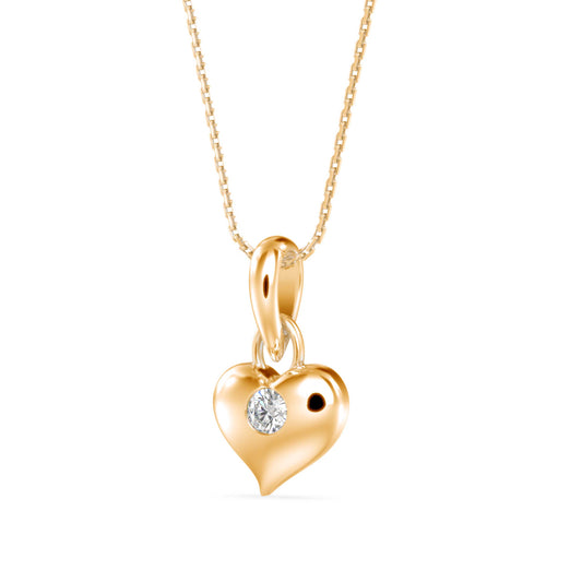 Heart Diamond Charm Pendant- Golden