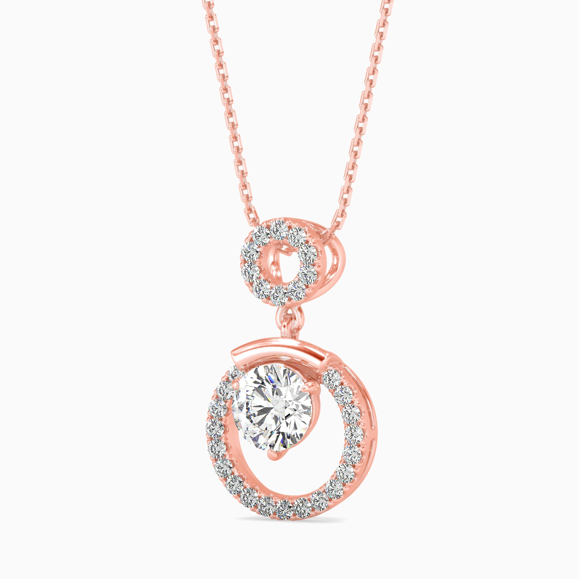 Clio Diamond Solitaire Pendant-Rose Gold