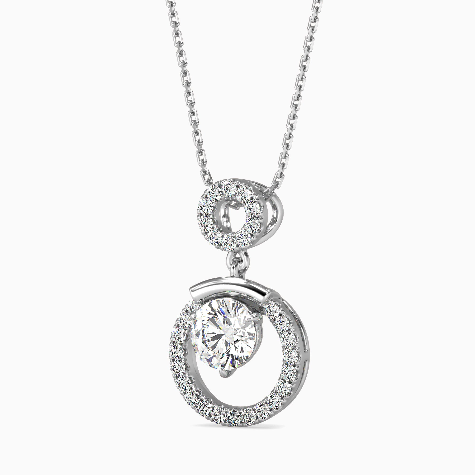 Clio Diamond Solitaire Pendant-Silver