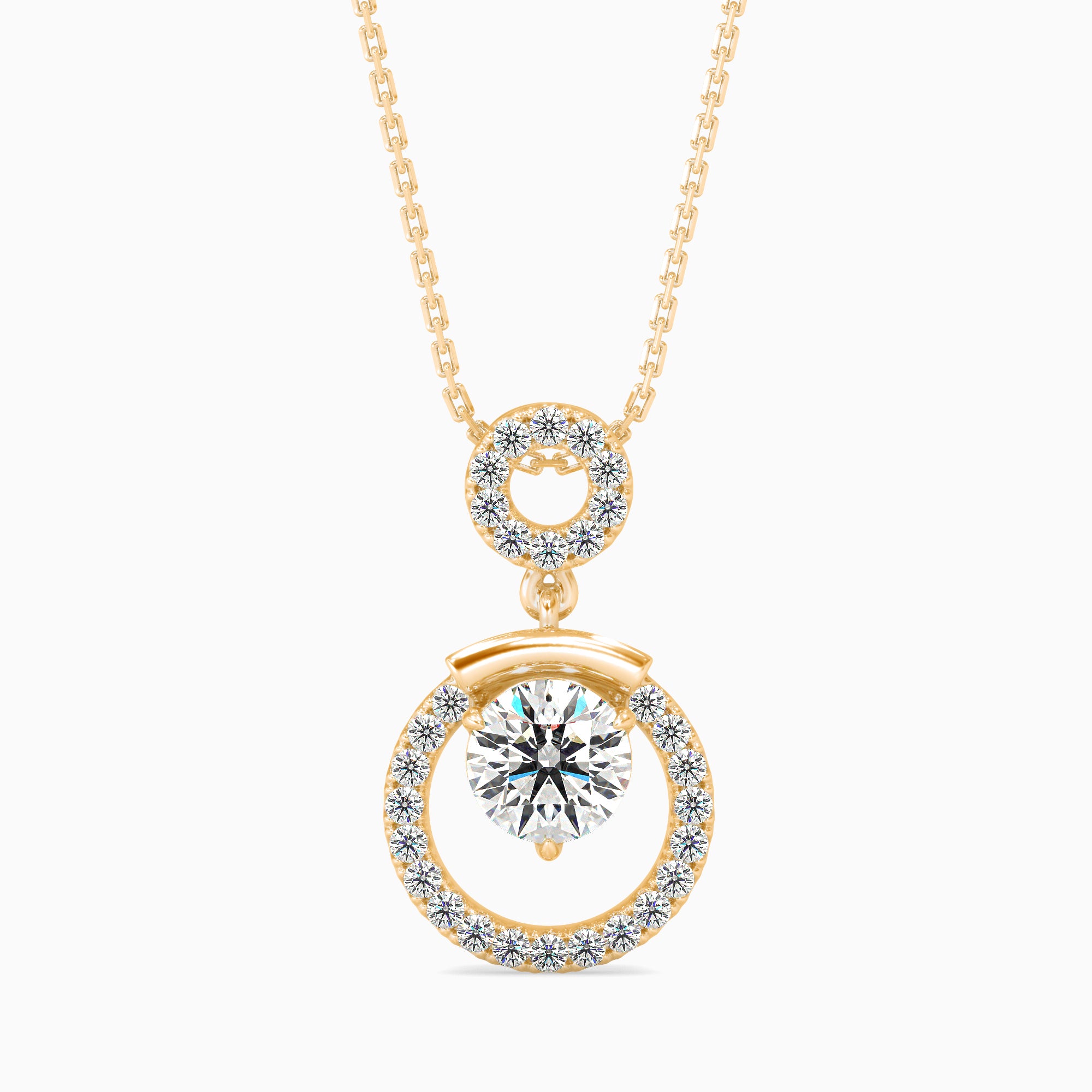 Clio Diamond Solitaire Pendant-Golden