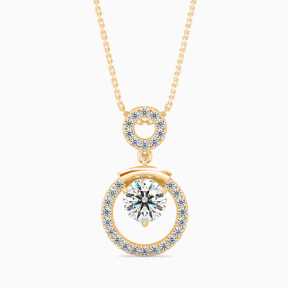 Clio Diamond Solitaire Pendant-Golden
