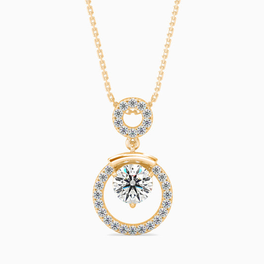 Clio Diamond Solitaire Pendant-Golden