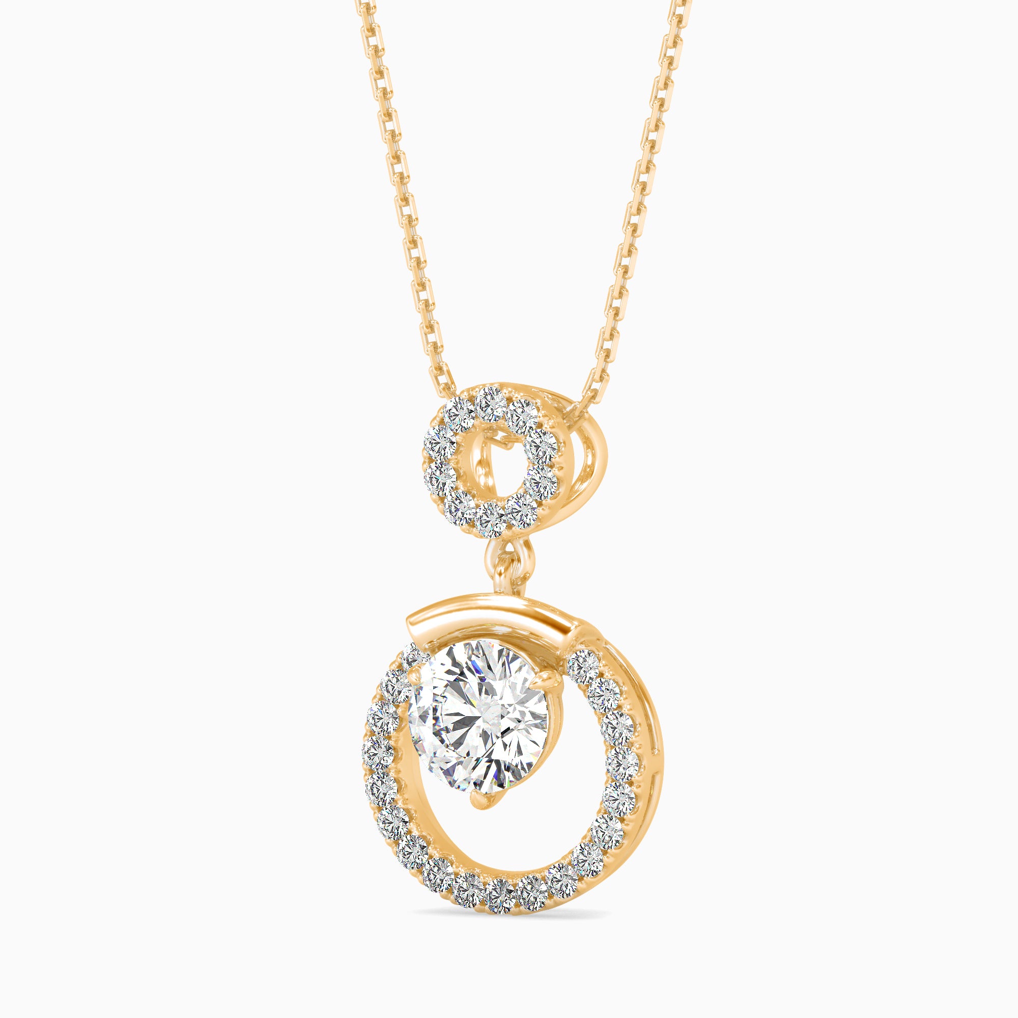 Clio Diamond Solitaire Pendant-Golden