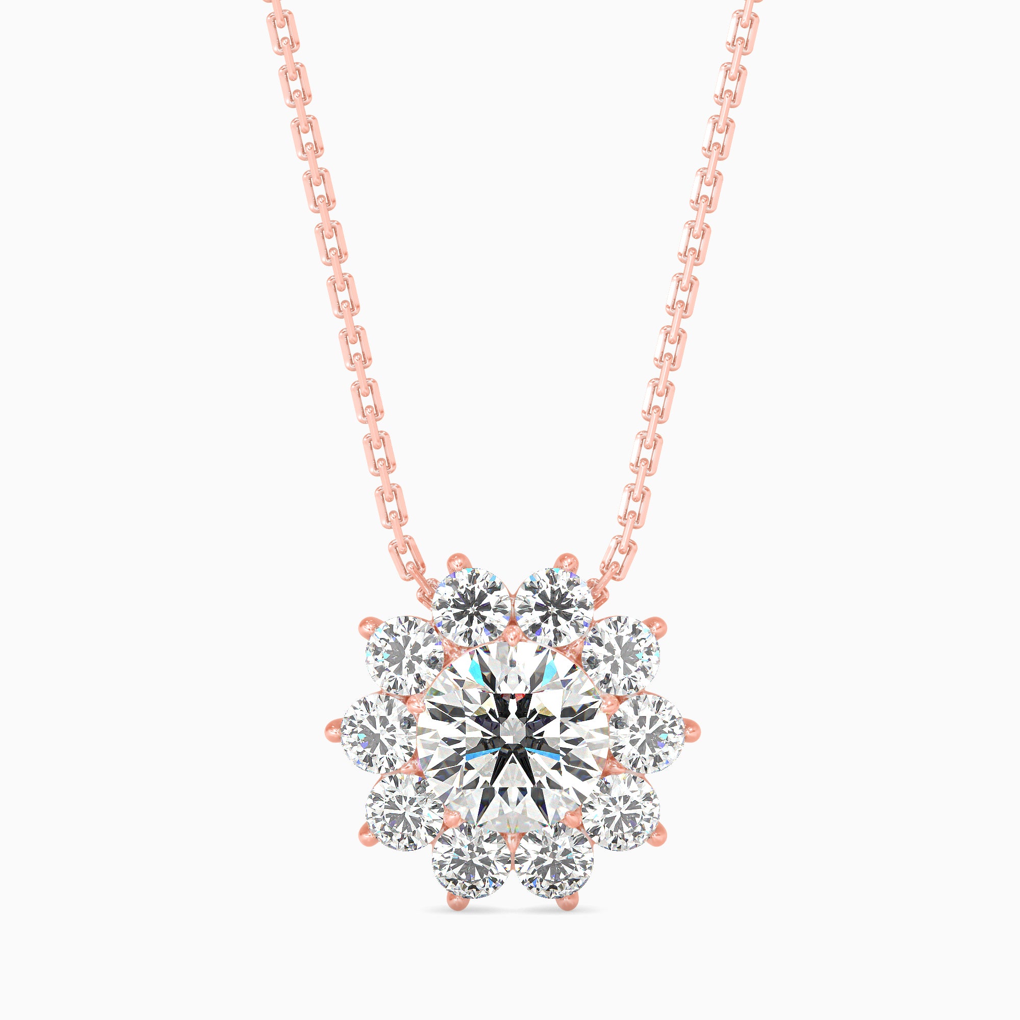 Burnt Solitaire Diamond Pendant-Rose Gold