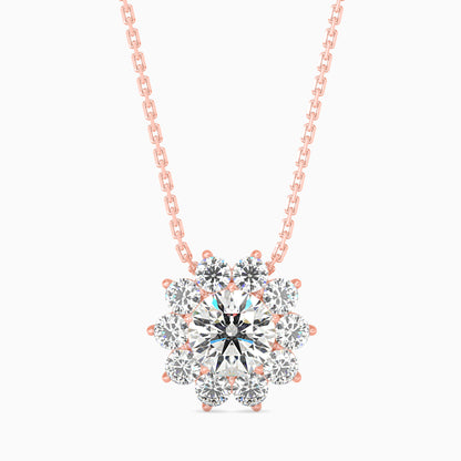 Burnt Solitaire Diamond Pendant-Rose Gold