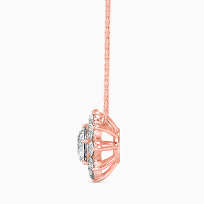 Burnt Solitaire Diamond Pendant-Rose Gold