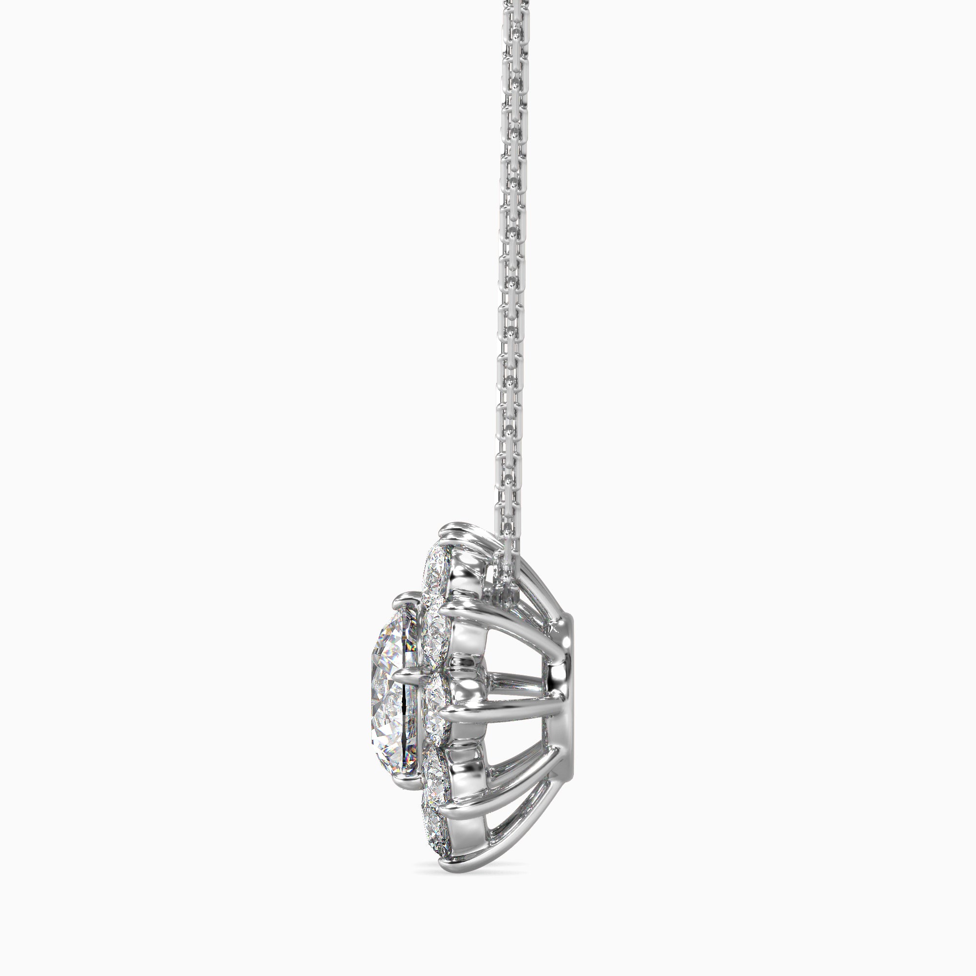 Burnt Solitaire Diamond Pendant-Silver