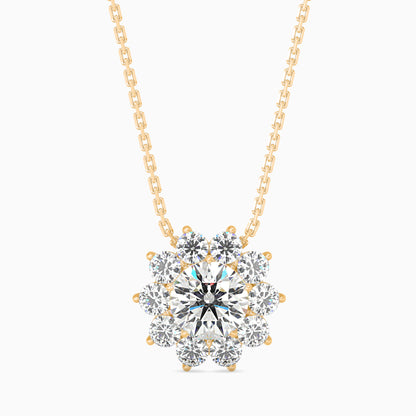 Burnt Solitaire Diamond Pendant-Golden