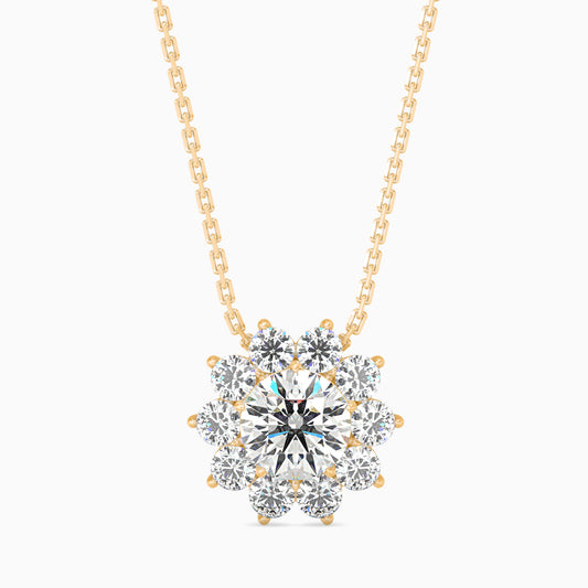 Burnt Solitaire Diamond Pendant-Golden