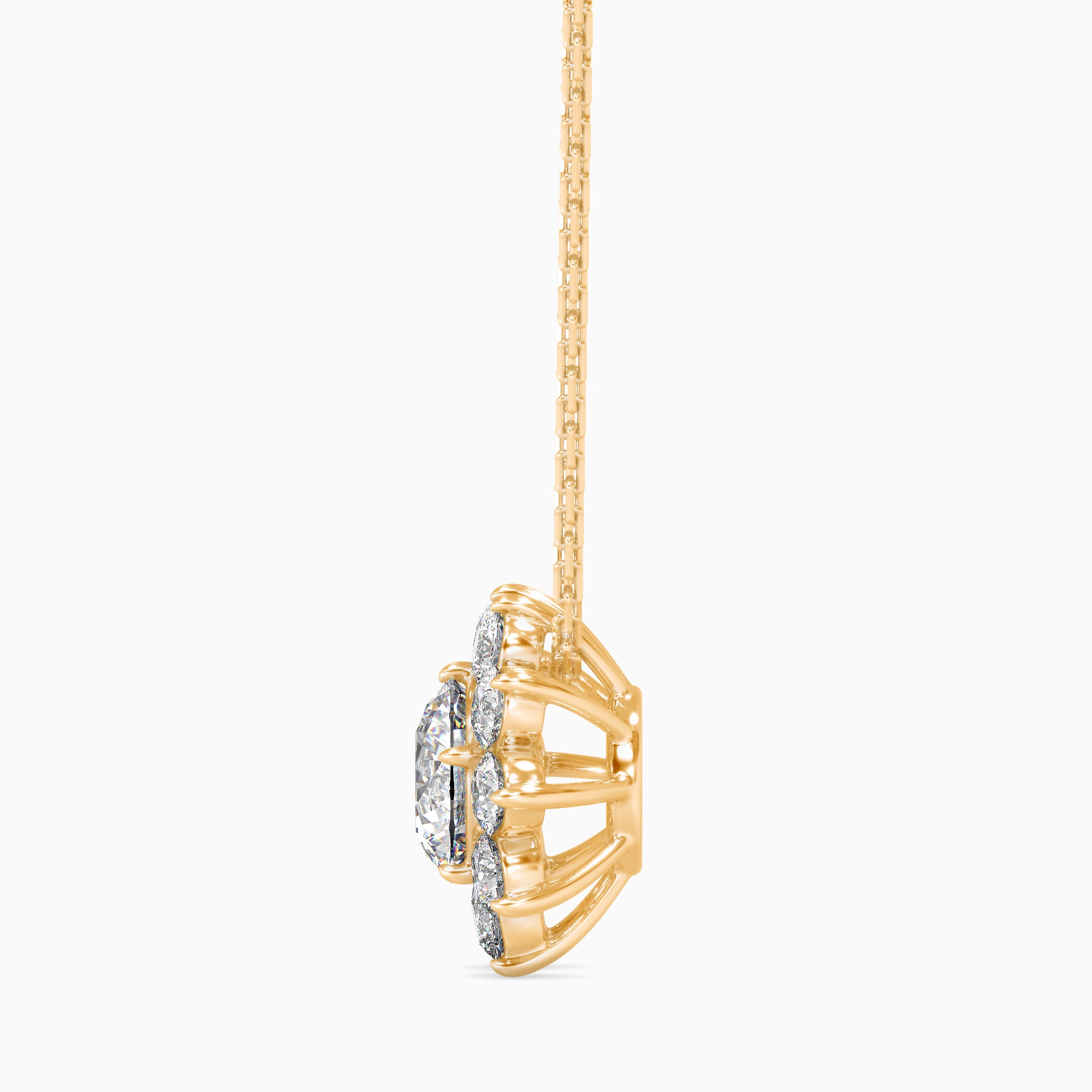 Burnt Solitaire Diamond Pendant-Golden