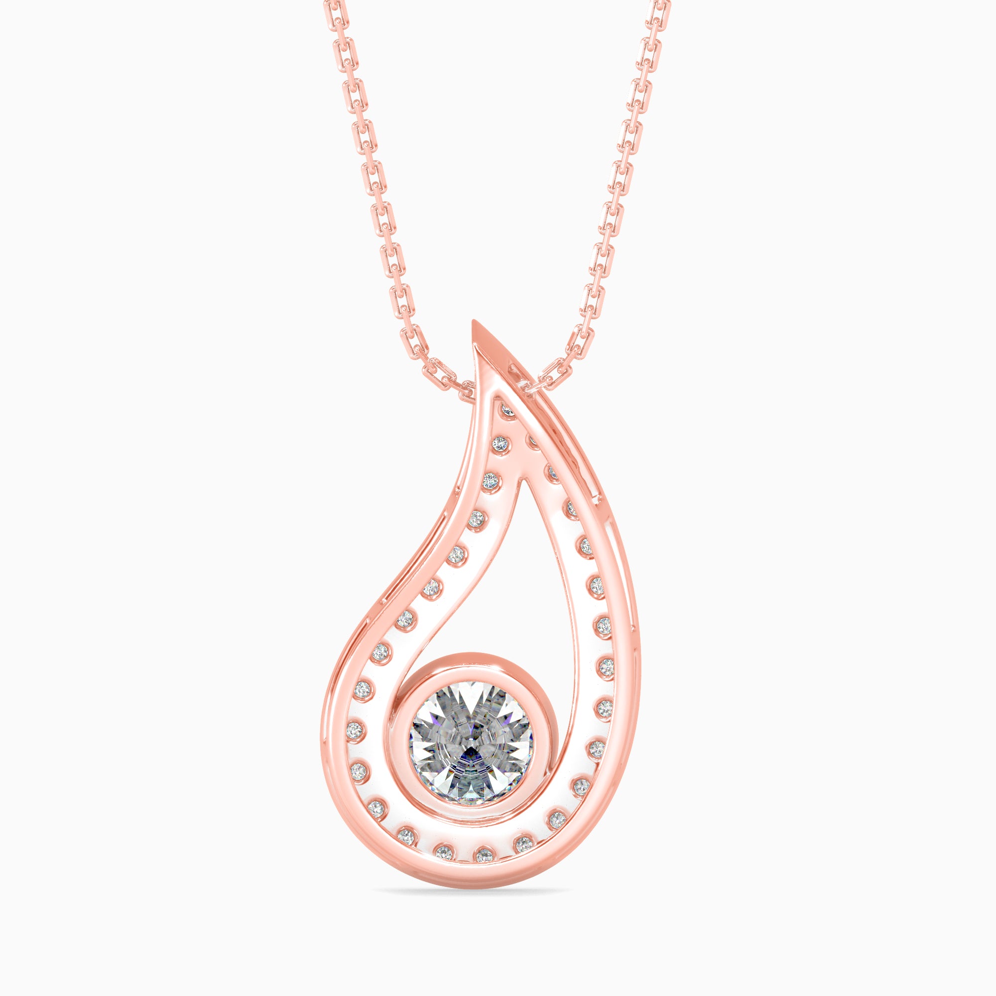 Trybik Diamond Solitaire Pendant-Rose Gold
