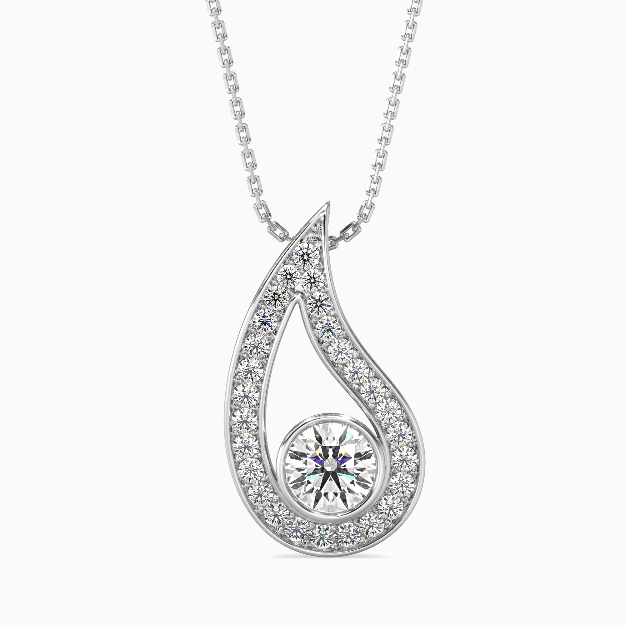 Trybik Diamond Solitaire Pendant-Silver