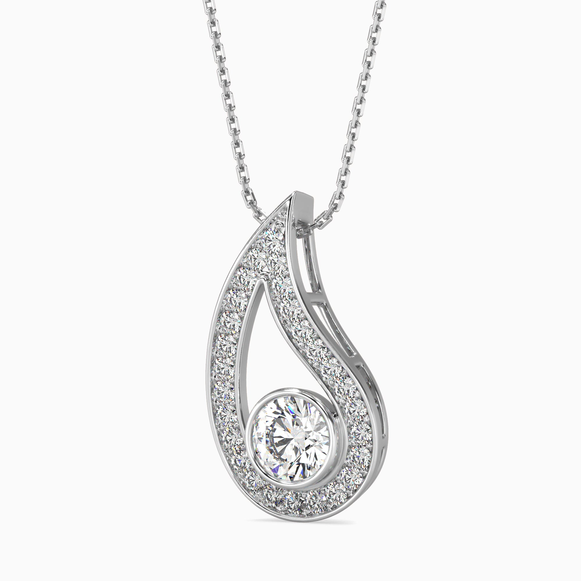 Trybik Diamond Solitaire Pendant-Silver