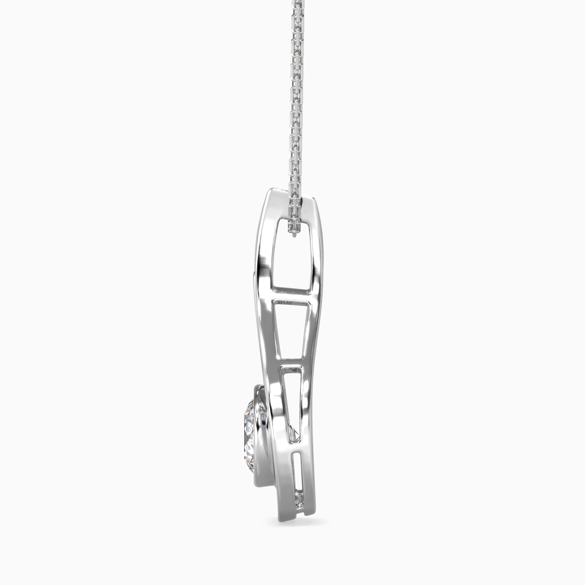 Trybik Diamond Solitaire Pendant-Silver