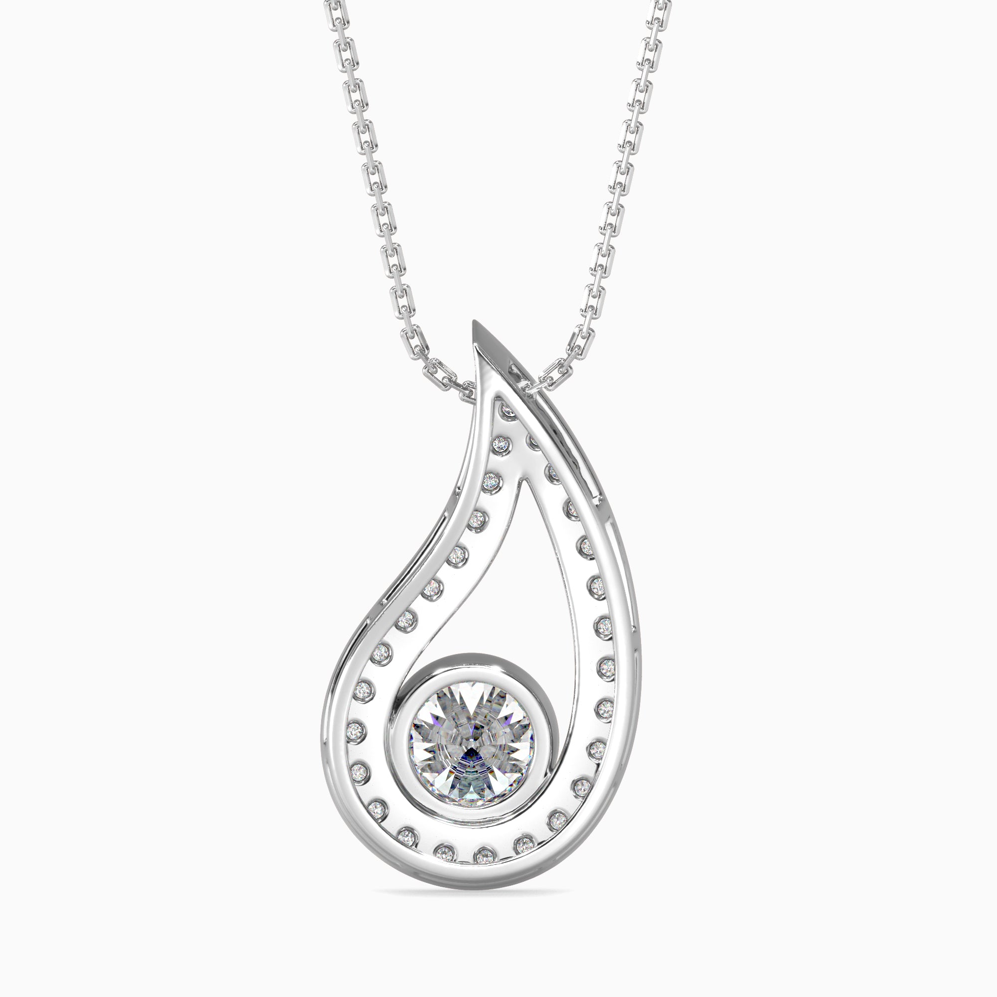 Trybik Diamond Solitaire Pendant-Silver