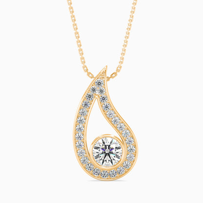 Trybik Diamond Solitaire Pendant-Golden