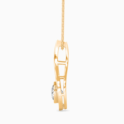 Trybik Diamond Solitaire Pendant-Golden