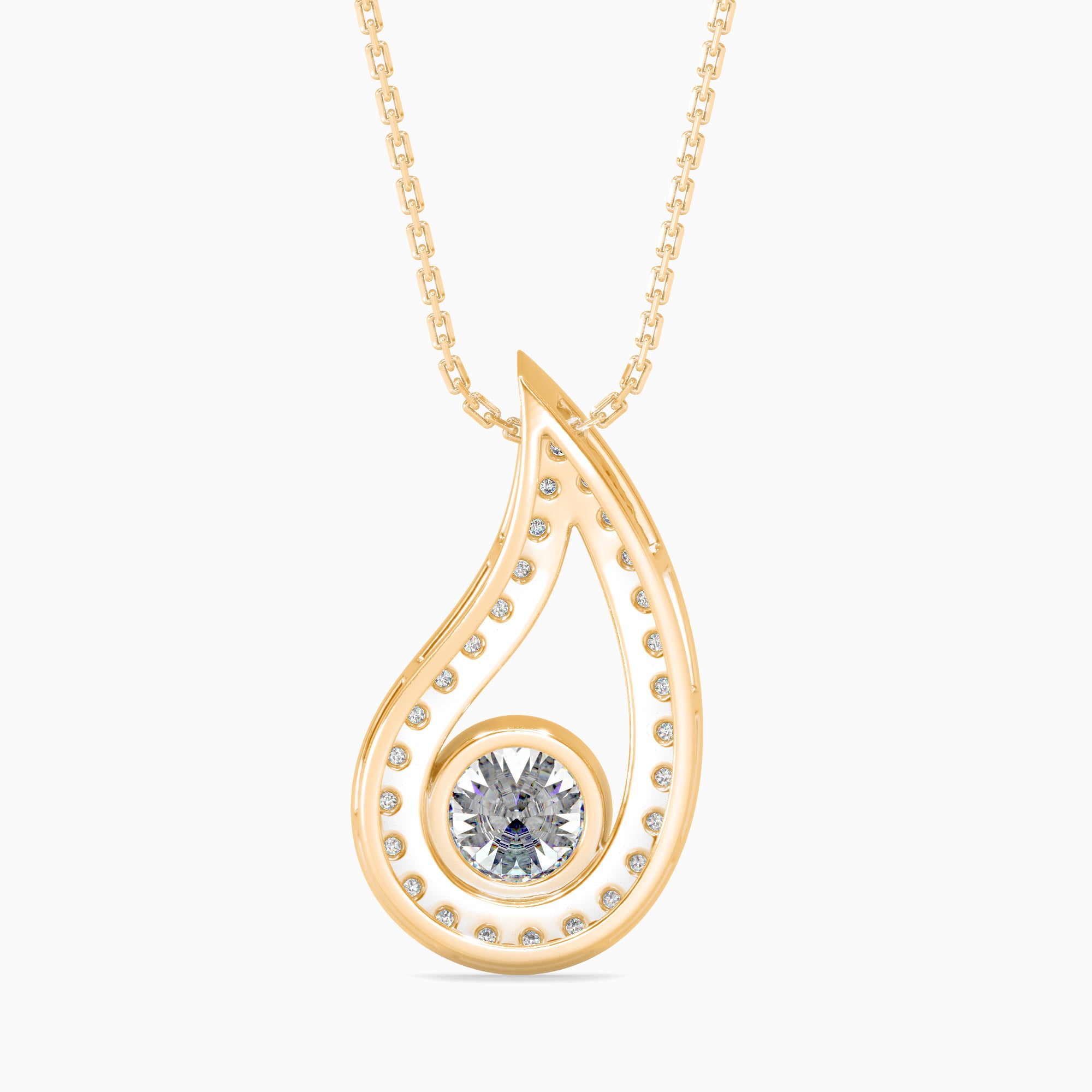 Trybik Diamond Solitaire Pendant-Golden