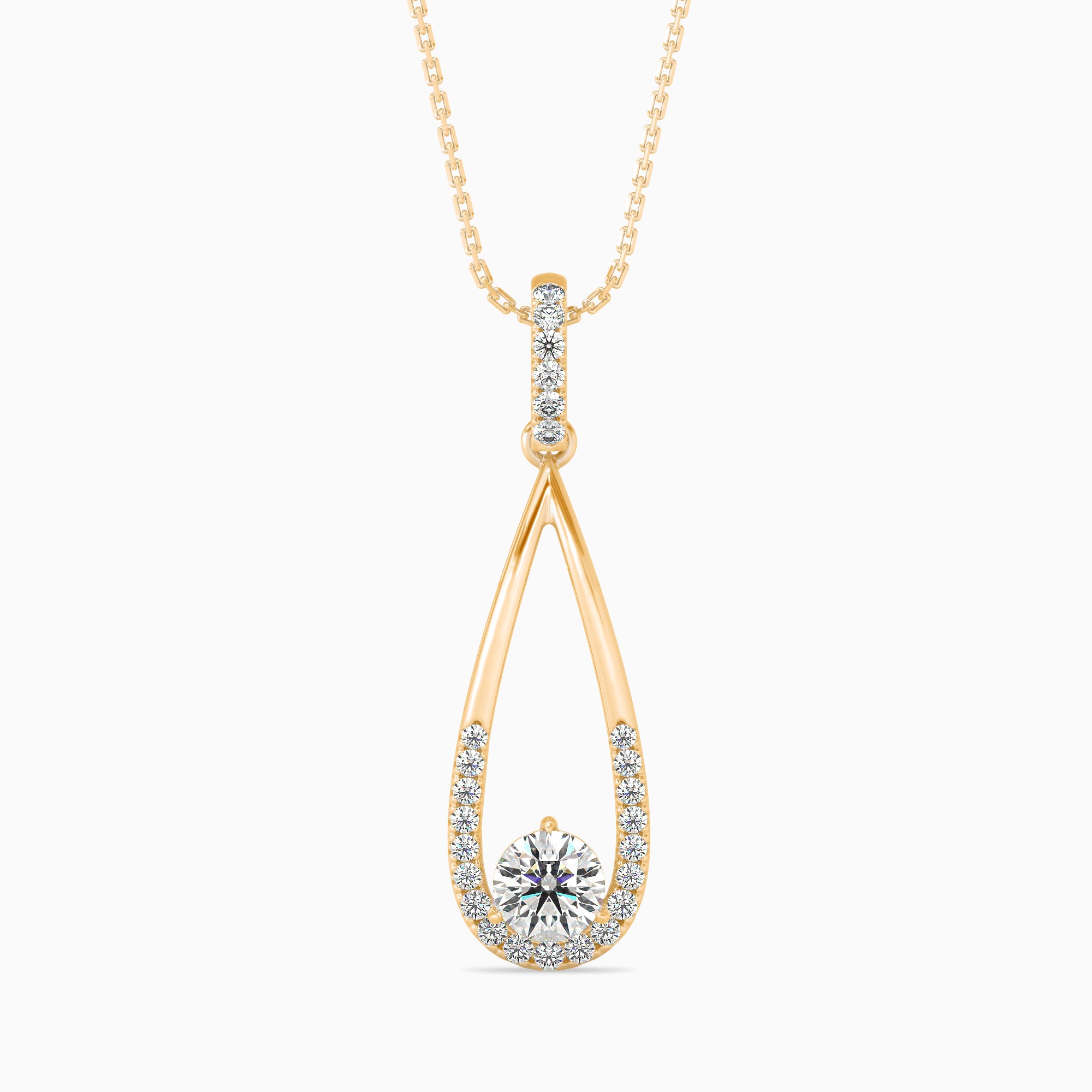 Scuttle Diamond Solitaire Pendant-Golden