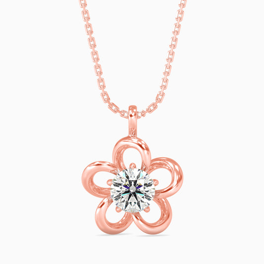 Adella Solitaire Diamond Pendant-Rose Gold