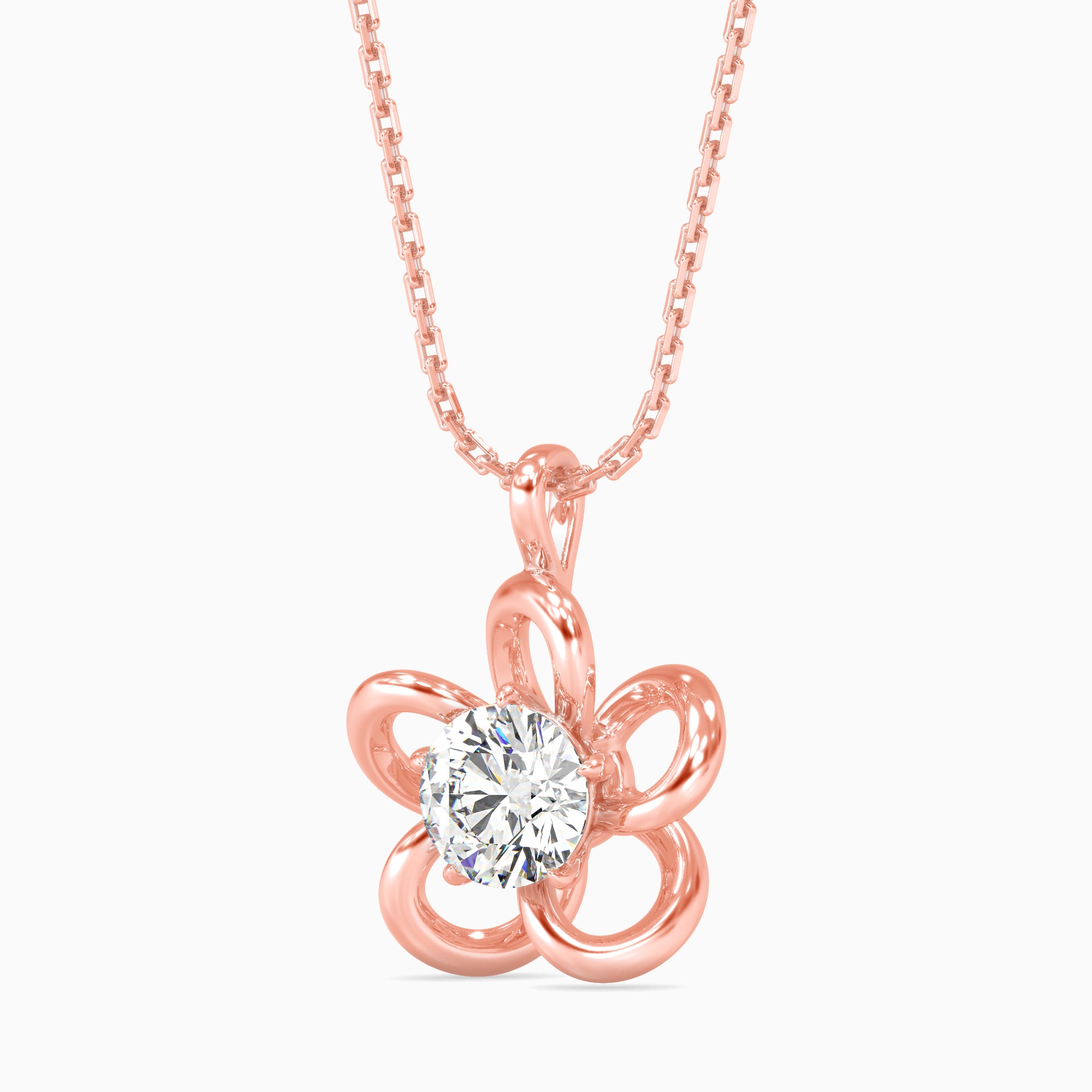 Adella Solitaire Diamond Pendant-Rose Gold