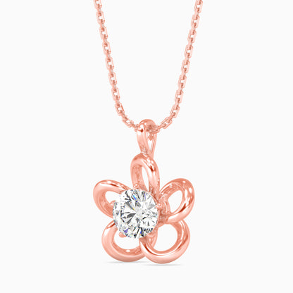 Adella Solitaire Diamond Pendant-Rose Gold