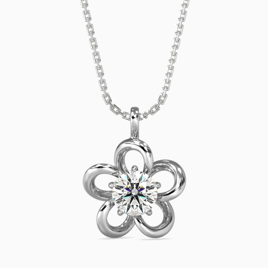 Adella Solitaire Diamond Pendant -Silver