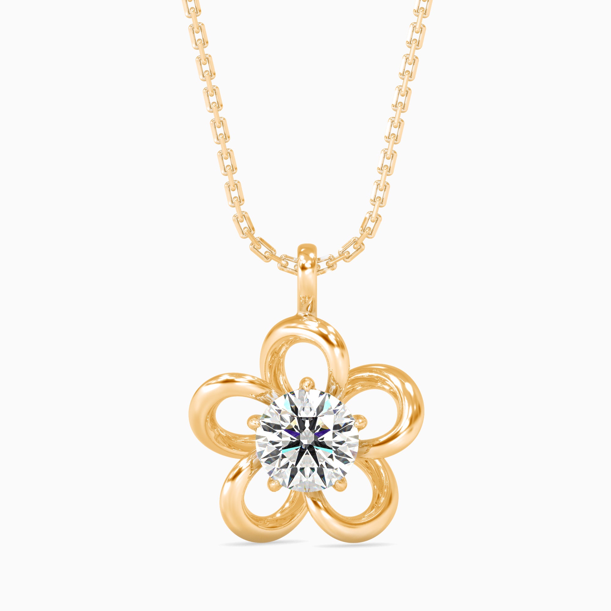 Adella Solitaire Diamond Pendant-Golden