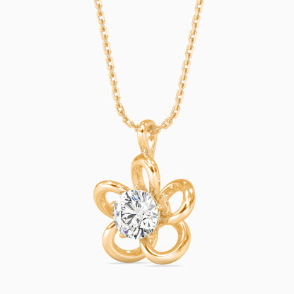 Adella Solitaire Diamond Pendant-Golden